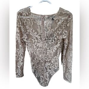 Parisian Lace Bodysuit - Tan
